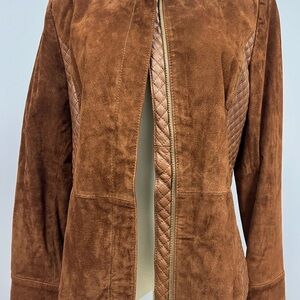 Isaac Mizrahi Tan Suede Leather Jacket